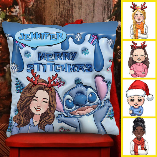 Ohana Merry Stitchmas - Personalized Ohana Throw Pillow