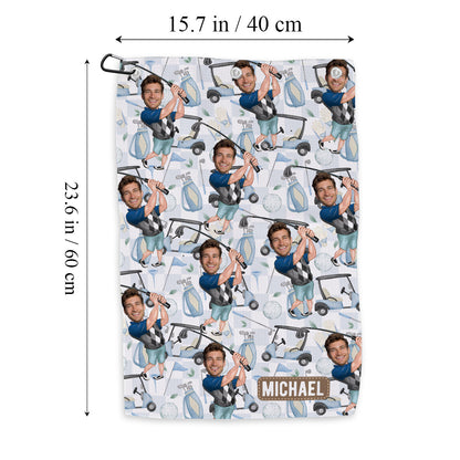 Photo Inserted Funny Golfer - Personalized Golf Golf Towel