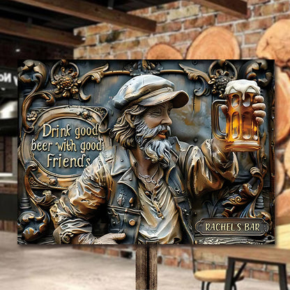 Good Friends Good Beer - Personalized Beer Rectangle Metal Sign
