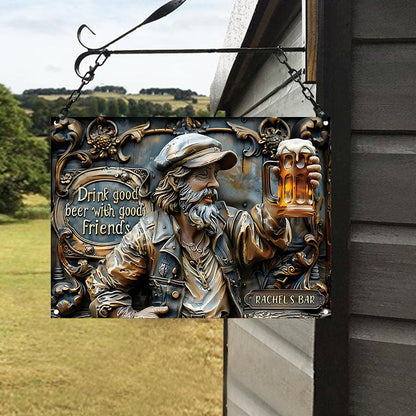 Good Friends Good Beer - Personalized Beer Rectangle Metal Sign