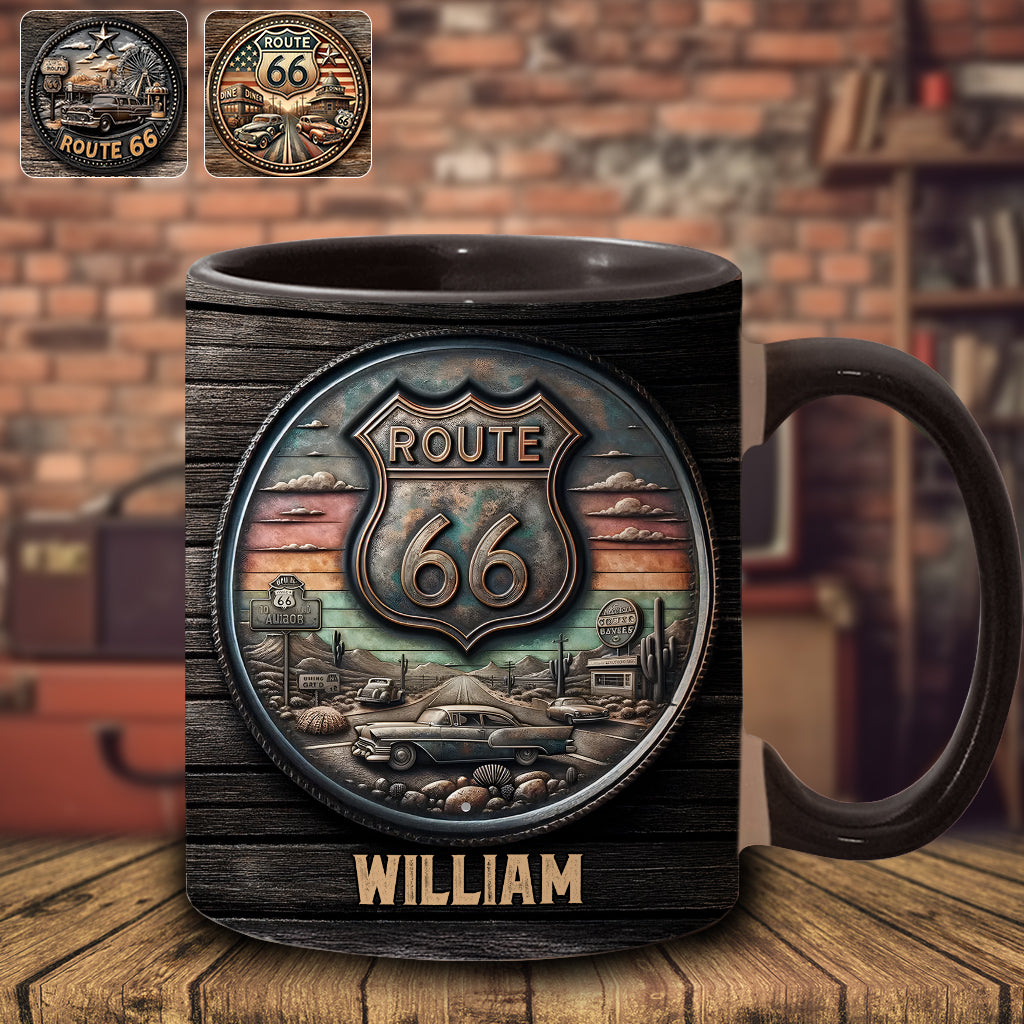 Vintage Route 66 Classic Car - Personalized Muscle Car Accent Mug