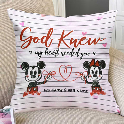 God Knew My Heart - Personalized Couple Mouse Throw Pillow