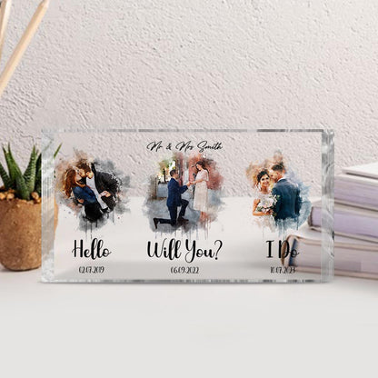 From Hello Till I Do - Personalized Husband And Wife Custom Shaped Acrylic Plaque