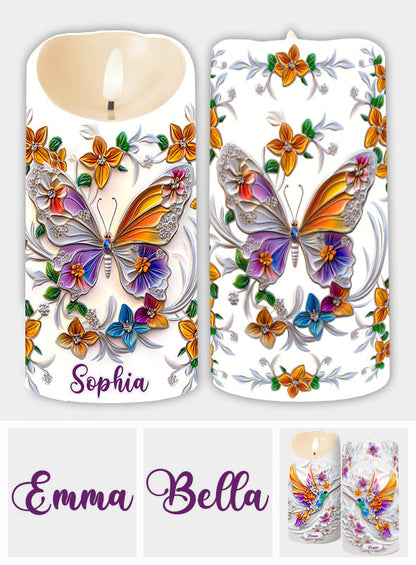Beautiful Butterfly Bee Dragonfly Hummingbird - Personalized Butterfly Flameless Candle