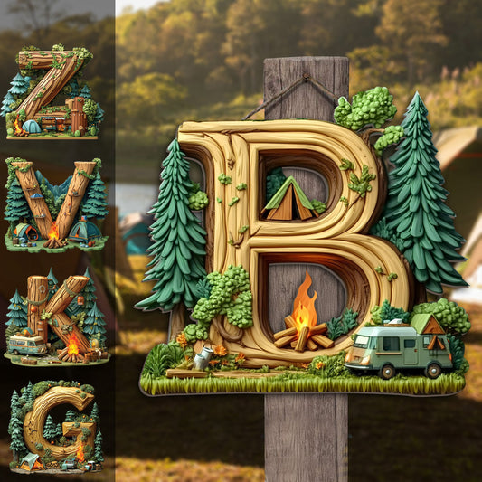 Camping Letter - Personalized Camping Custom Shaped Wood Sign