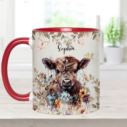 Floral Cow - Personalized Accent Mug