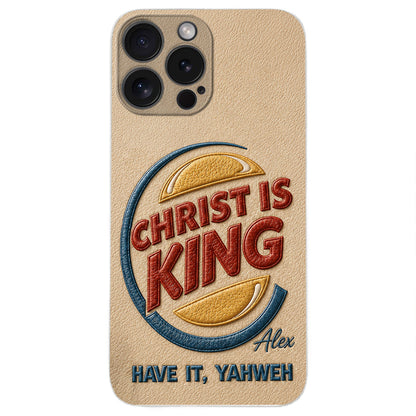 Christ Is King - Personalized Christian Classic Cap & Leather Phone Case