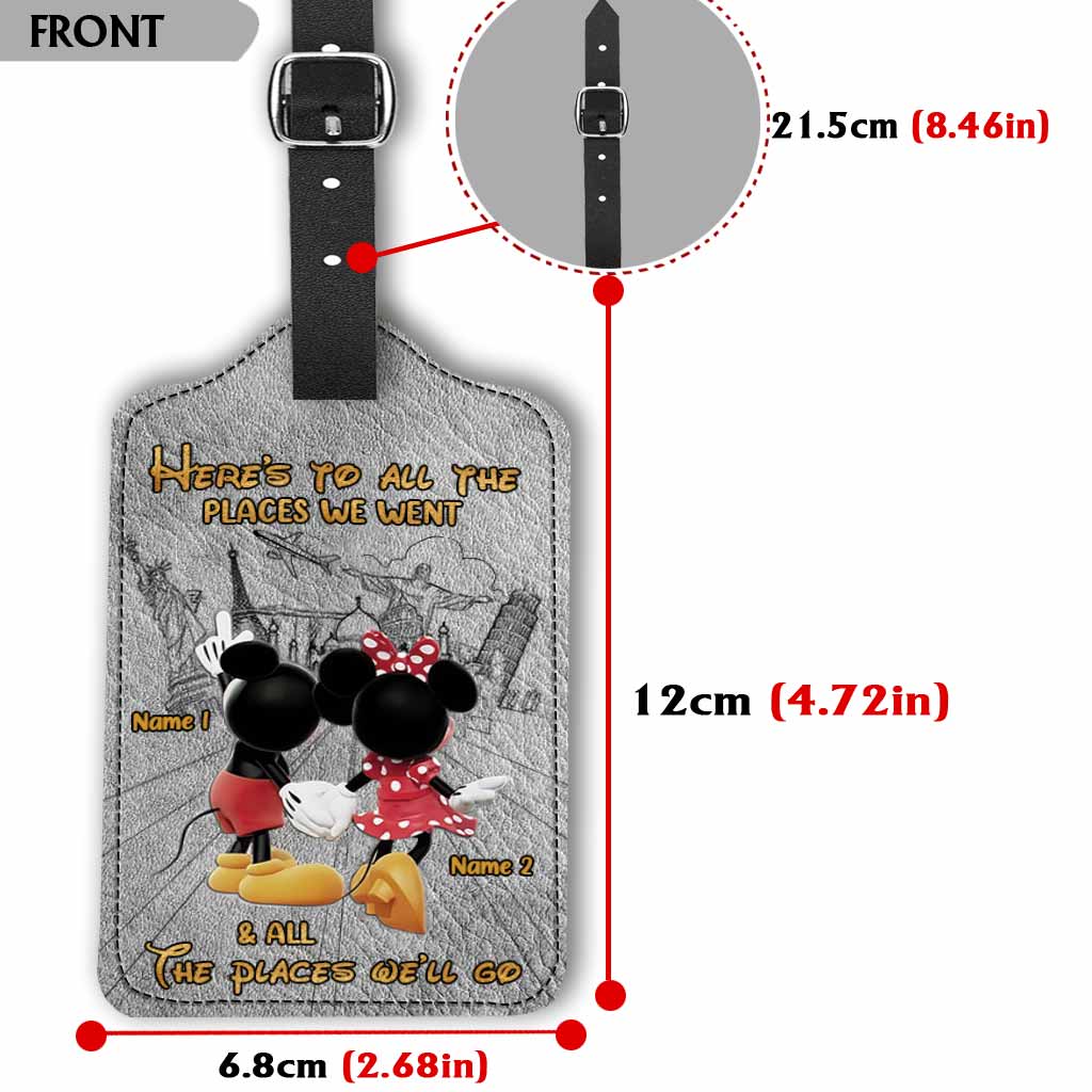 Here's To All The Places We Went - Personalized Mouse Leather Luggage Tag