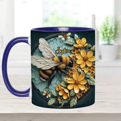 Bee And Honeycomb - Personalized Bee Accent Mug