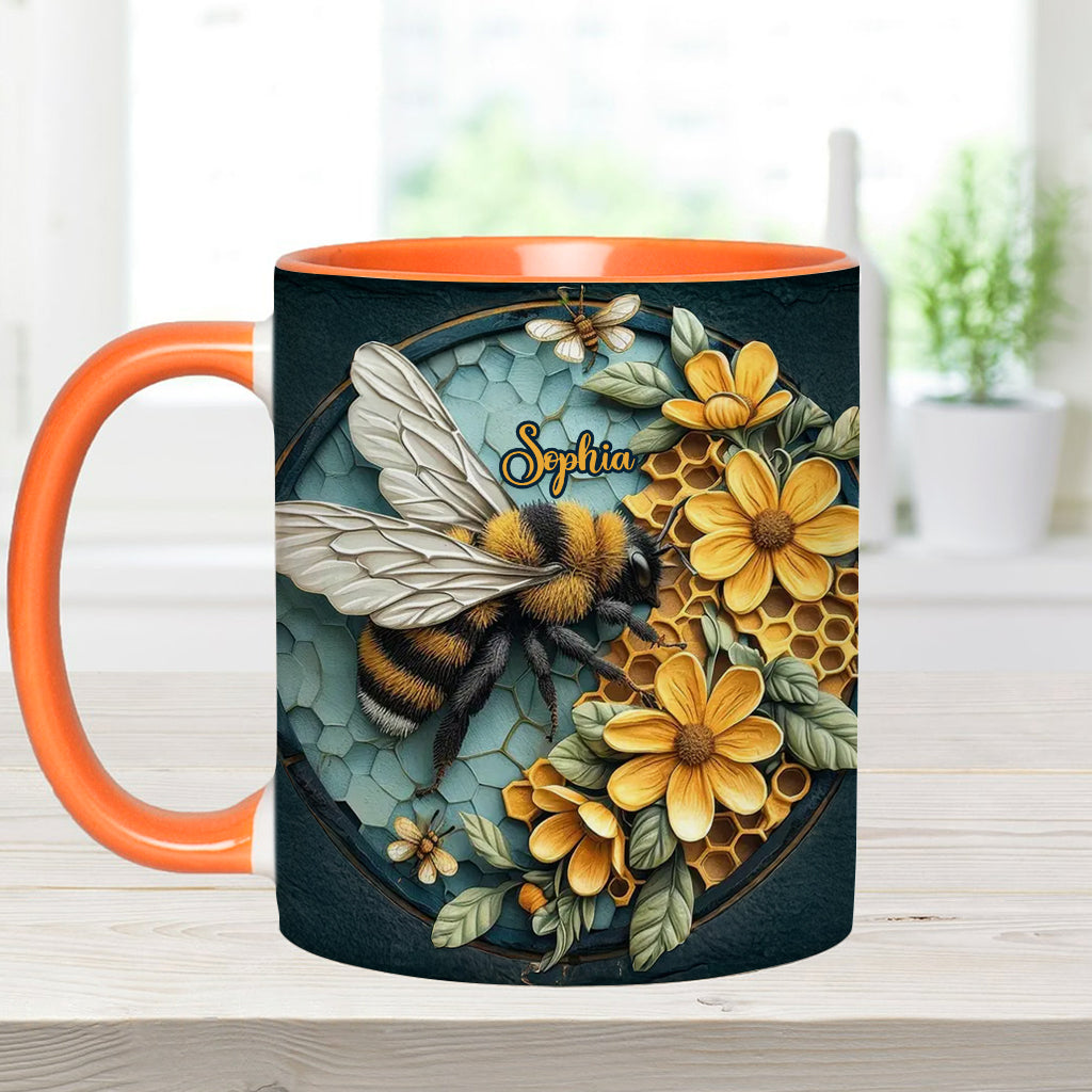Bee And Honeycomb - Personalized Bee Accent Mug
