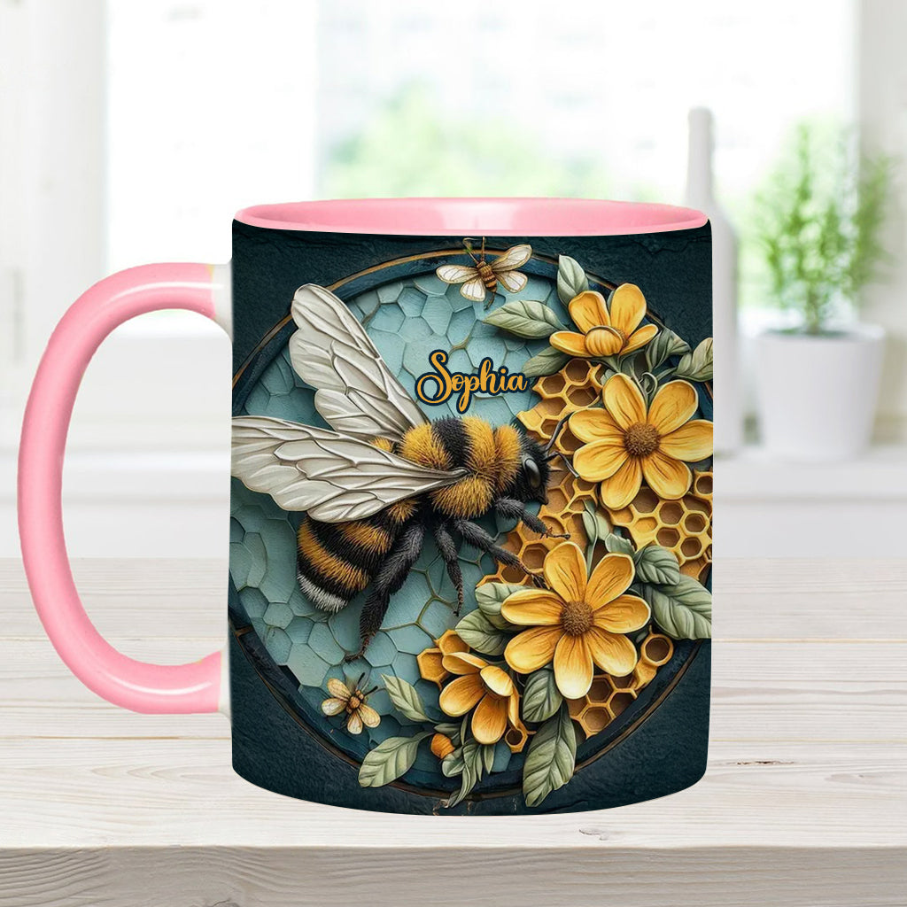 Bee And Honeycomb - Personalized Bee Accent Mug
