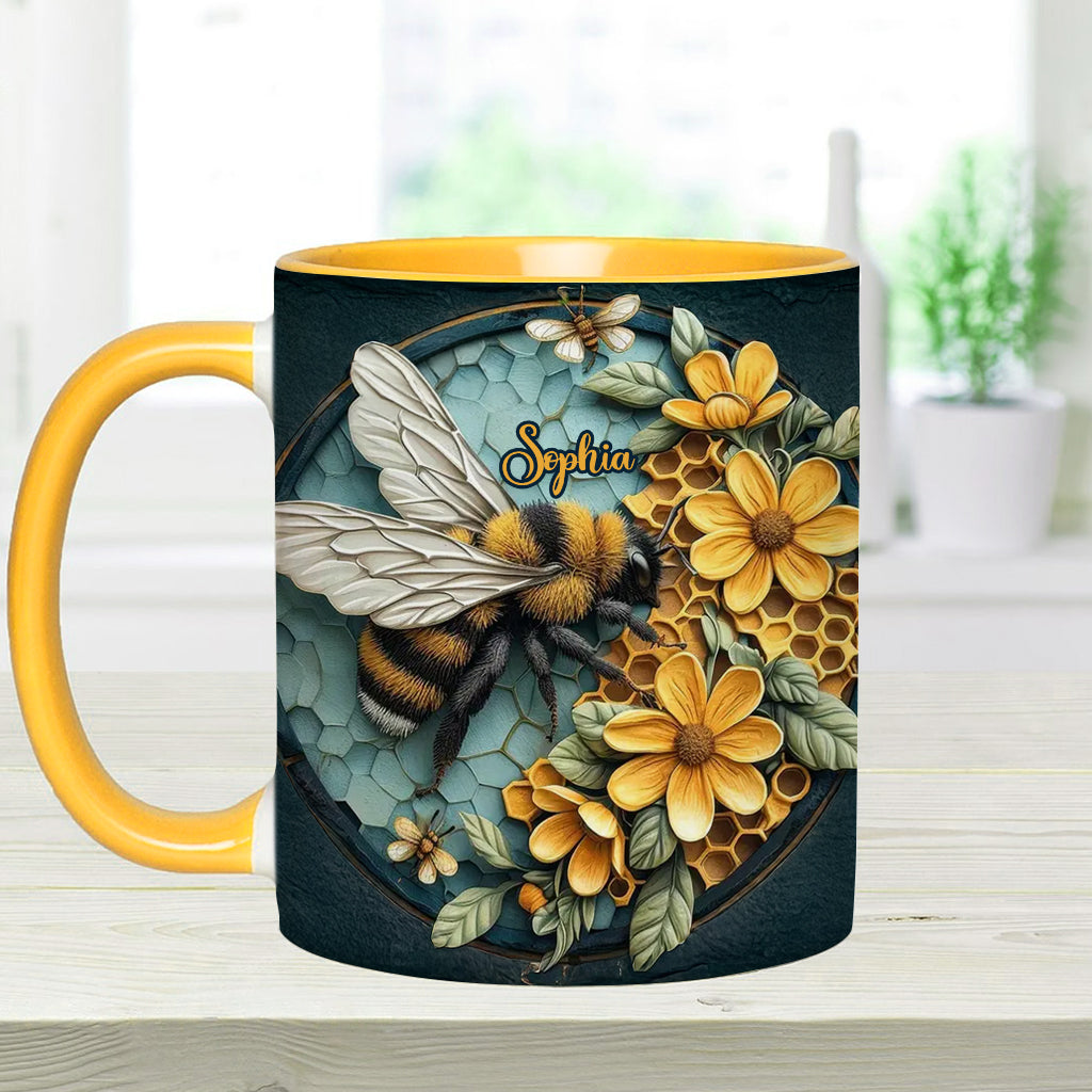 Bee And Honeycomb - Personalized Bee Accent Mug