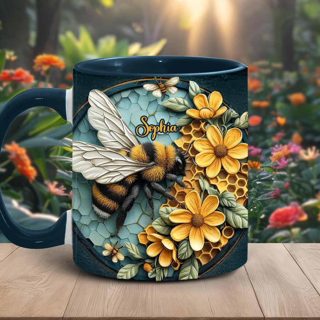 Bee And Honeycomb - Personalized Bee Accent Mug