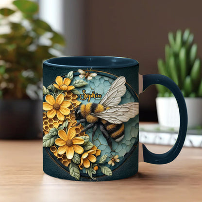 Bee And Honeycomb - Personalized Bee Accent Mug