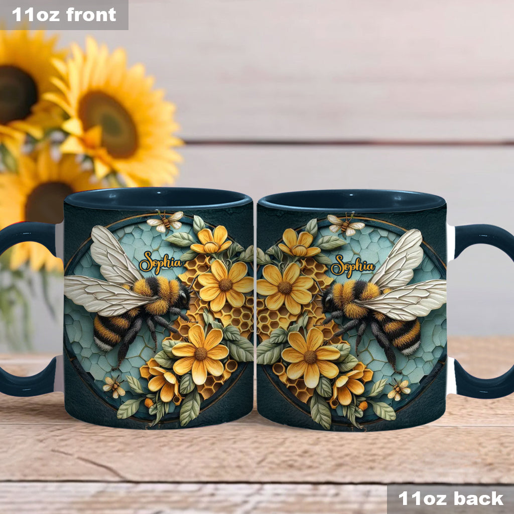Bee And Honeycomb - Personalized Bee Accent Mug