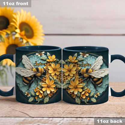 Bee And Honeycomb - Personalized Bee Accent Mug