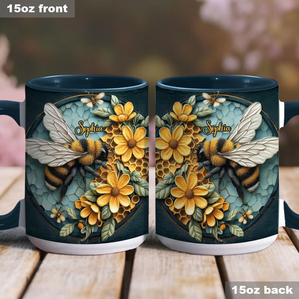Bee And Honeycomb - Personalized Bee Accent Mug