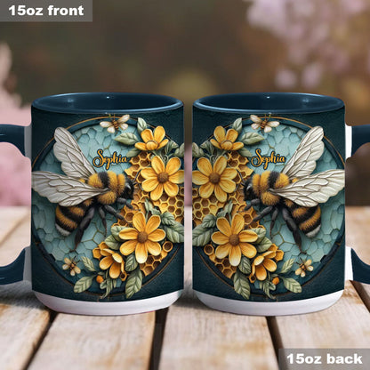 Bee And Honeycomb - Personalized Bee Accent Mug
