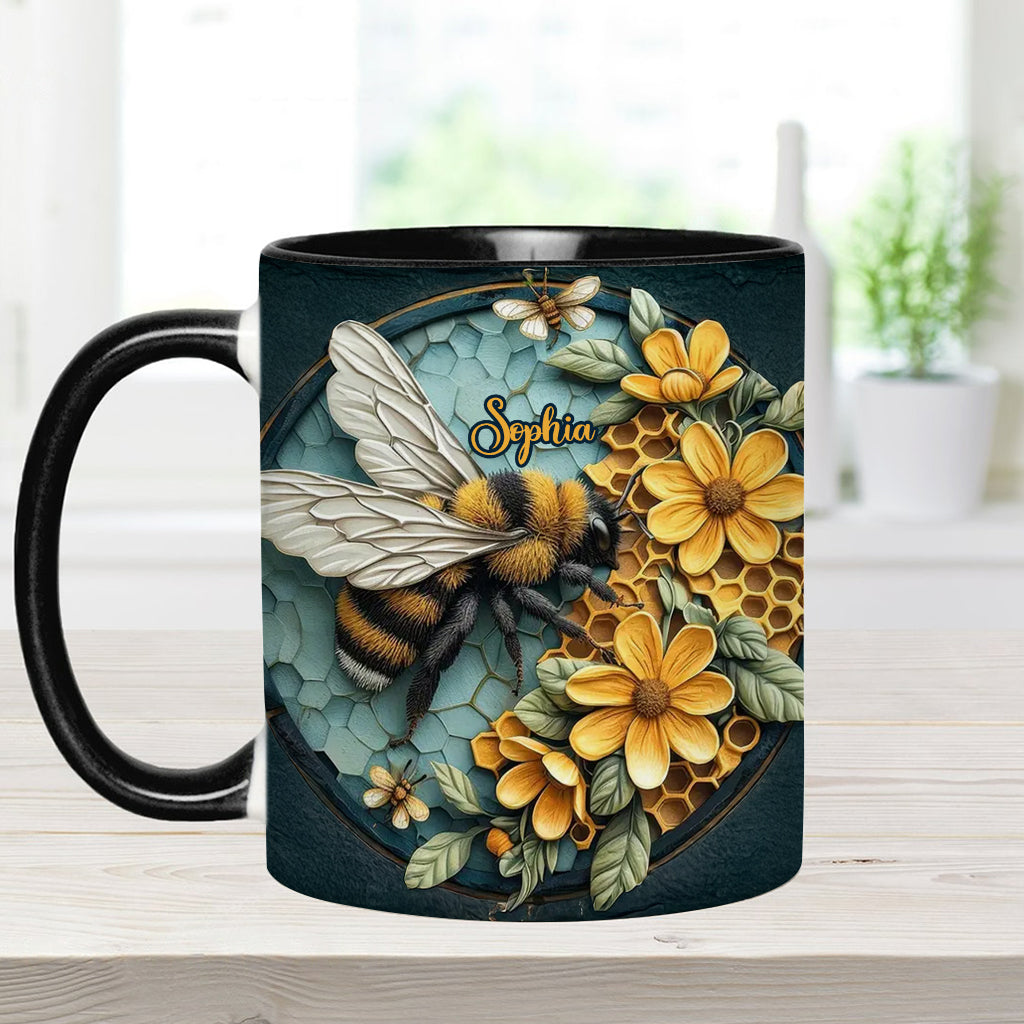Bee And Honeycomb - Personalized Bee Accent Mug