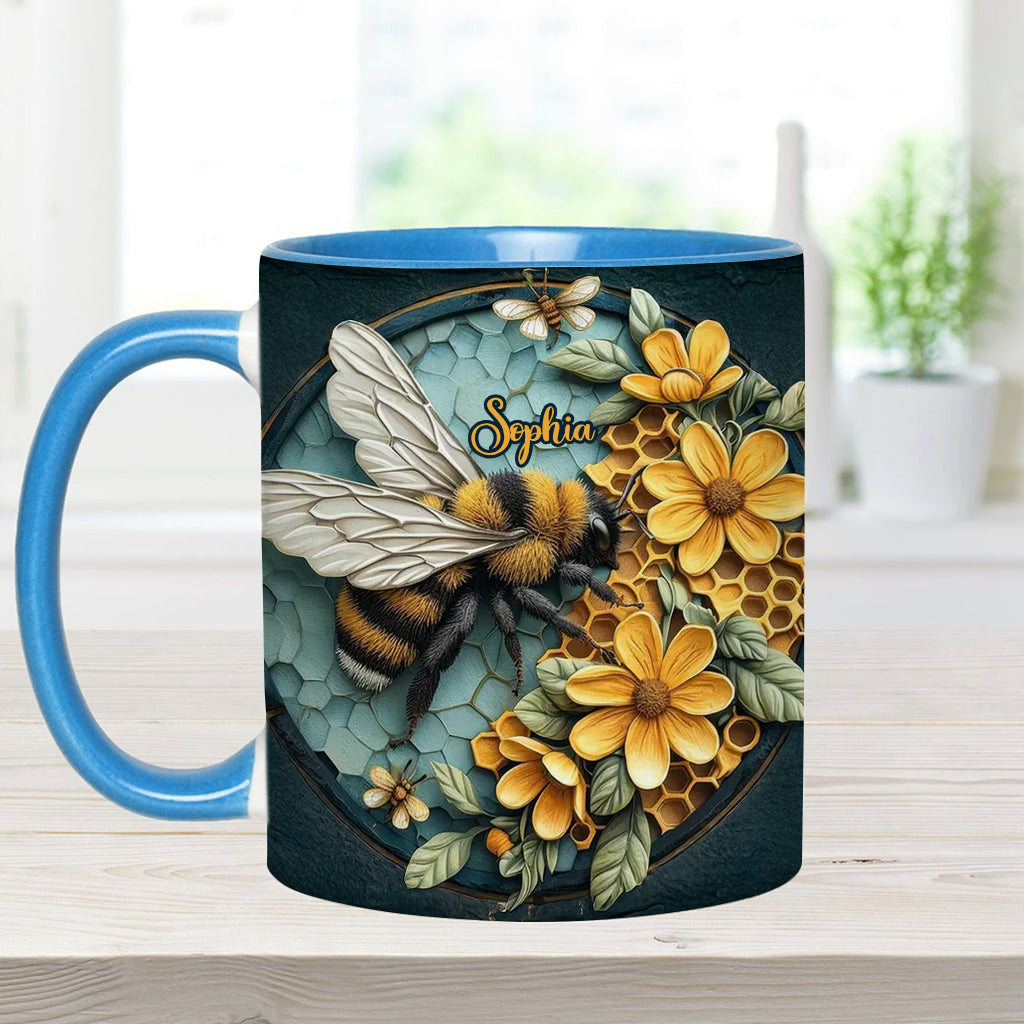 Bee And Honeycomb - Personalized Bee Accent Mug