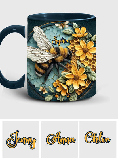 Bee And Honeycomb - Personalized Bee Accent Mug