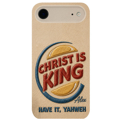 Christ Is King - Personalized Christian Classic Cap & Leather Phone Case