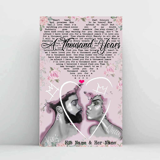I Love You For A Thousand Year - Personalized Couple African American Poster