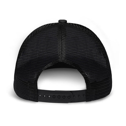 Fishing Makes Me Happy - Personalized Fishing Trucker Hat (Black Mesh)