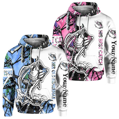 His Best Catch - Personalized Fishing All Over T-shirt and Hoodie