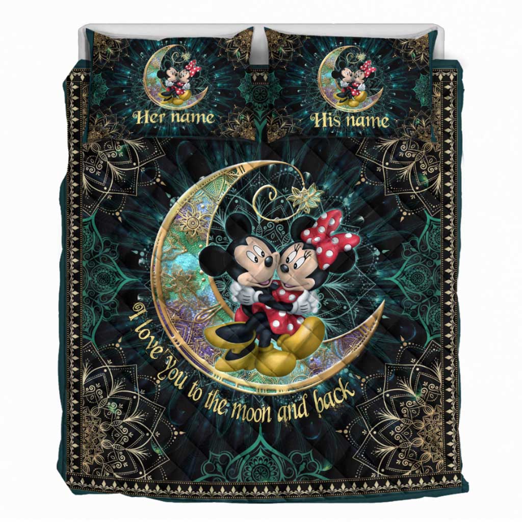 I Love You To The Moon And Back - Personalized Mouse Quilt Set