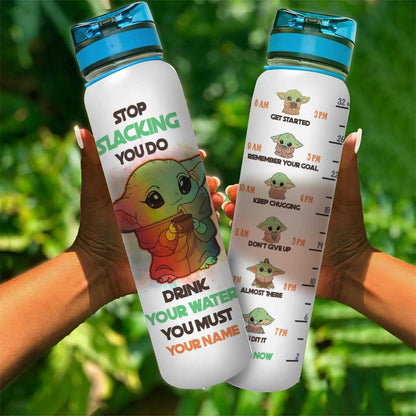 Drink Your Water You Must - Personalized The Force Water Tracker Bottle