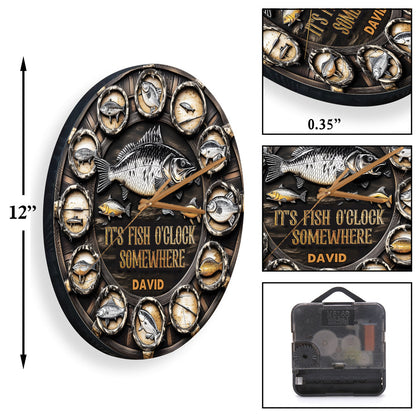 It's Fish Oclock Somewhere - Personalized Fishing Wall Clock