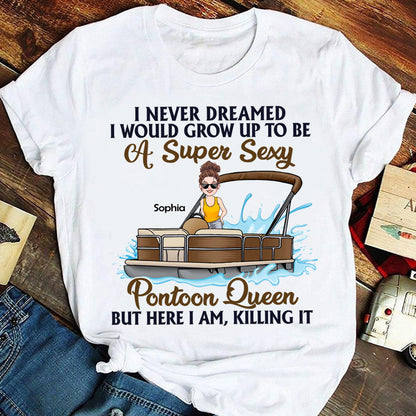 Pontoon Queen - Personalized Pontoon T-shirt & Hoodie