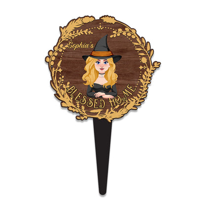 Blessed Home - Personalized Witch Acrylic Garden Sign