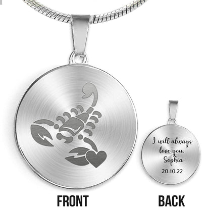 Zodiac Sign Necklace - Personalized Horoscope Round Pendant Necklace