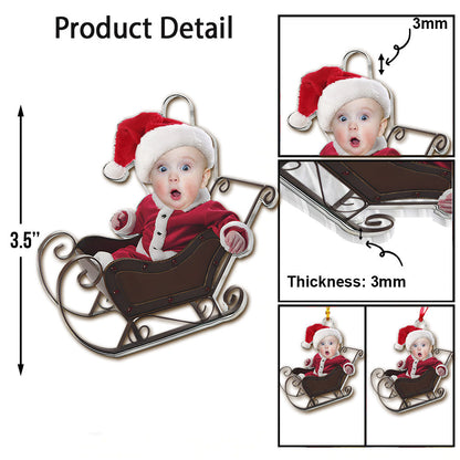 Cute Baby Sled - Personalized Newborn Transparent Ornament