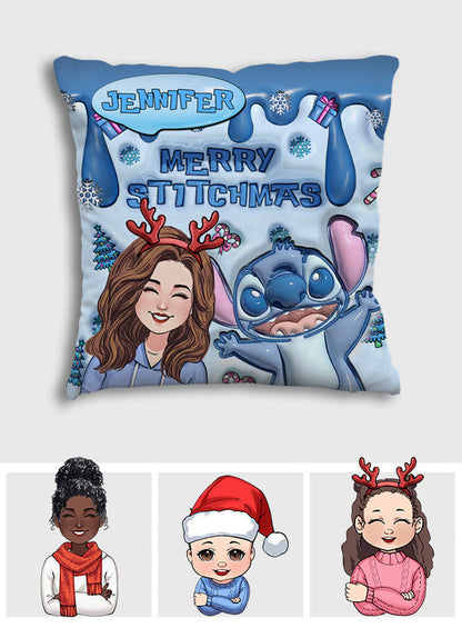 Ohana Merry Stitchmas - Personalized Ohana Throw Pillow