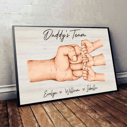 We Are A Team - Personalized Father Canvas And Poster