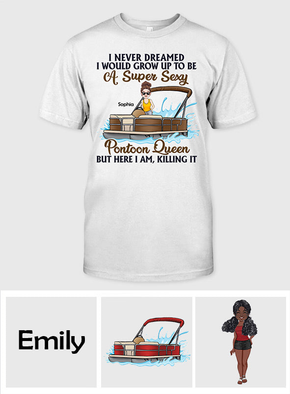 Pontoon Queen - Personalized Pontoon T-shirt & Hoodie
