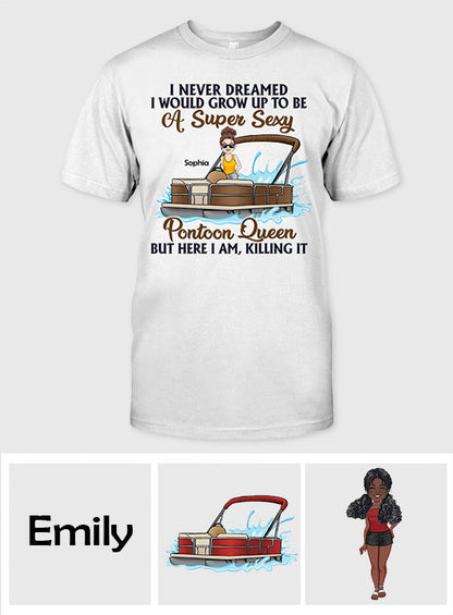 Pontoon Queen - Personalized Pontoon T-shirt & Hoodie