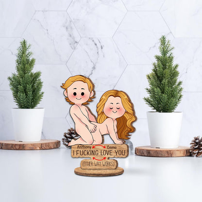 I Love You - gift for husband, wife, boyfriend, girlfriend - Personalized Freestanding Wood Plaque