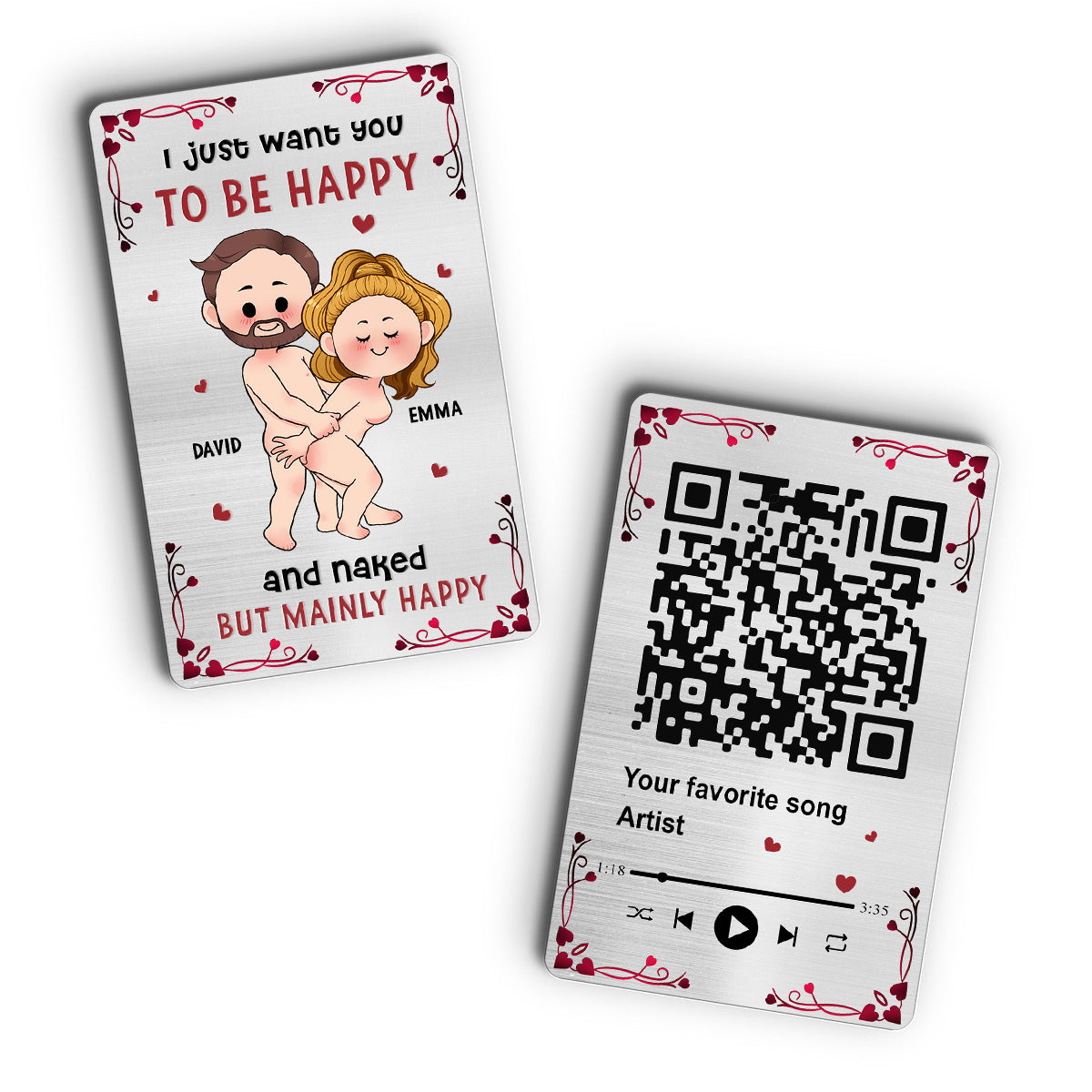 Favorite Song Scannable QR Code - Personalized Couple Wallet Insert Card