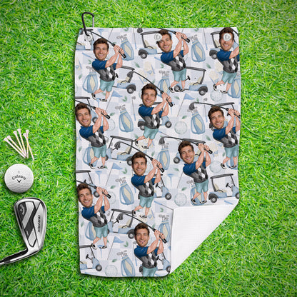 Photo Inserted Funny Golfer - Personalized Golf Golf Towel