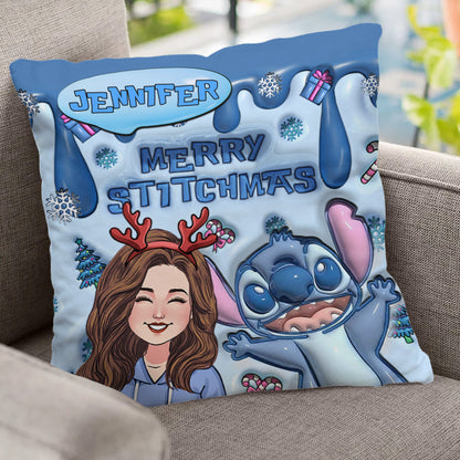 Ohana Merry Stitchmas - Personalized Ohana Throw Pillow