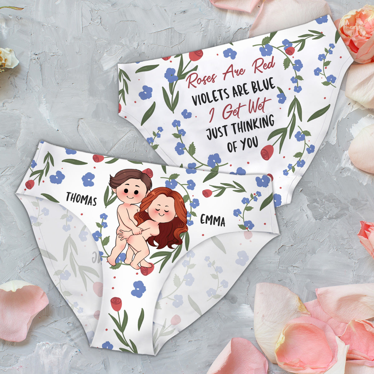 Roses Are Red Violets Are Blue - Personalized Couple Women Briefs