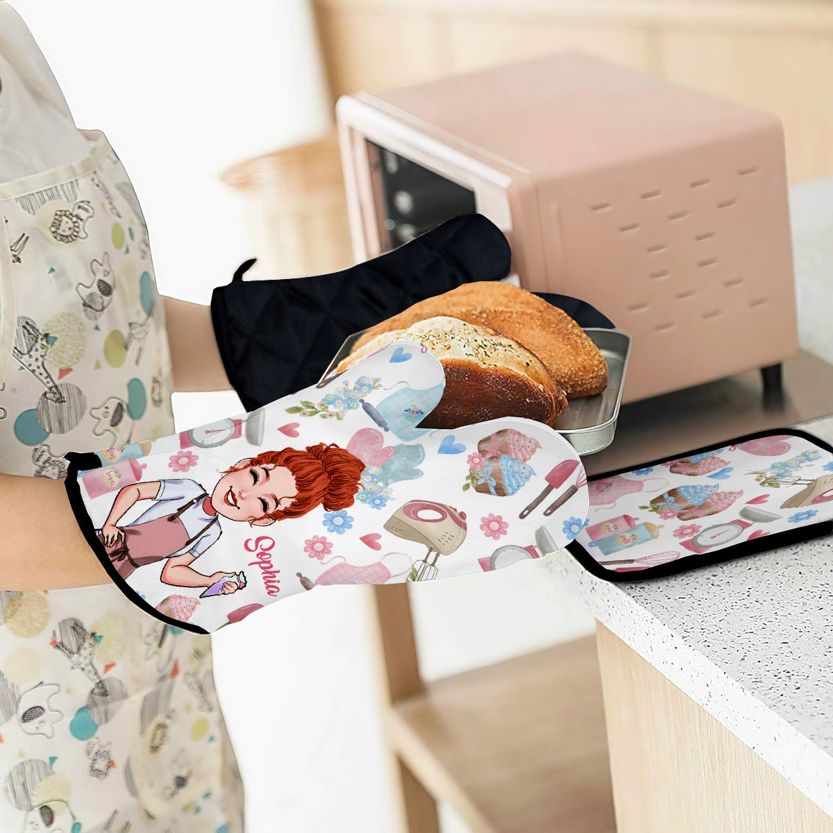 Just A Girl Who Loves Baking - Personalized Baking Oven Mitts & Pot Holder Set
