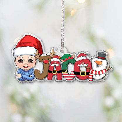 Merry Christmas - Personalized Kid Transparent Ornament