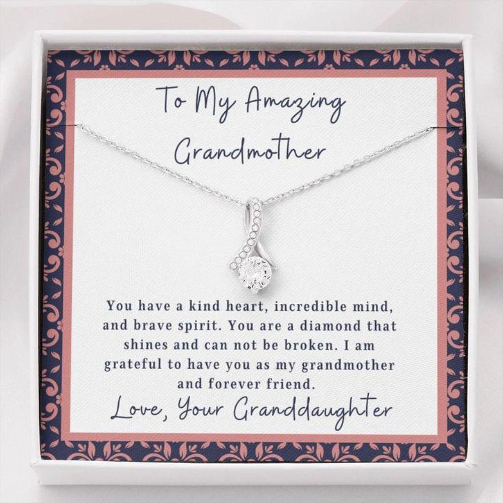 To Grandmother From Granddaughter - Grandma Petite Ribbon Necklace 0921
