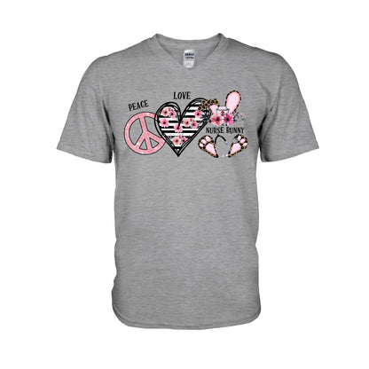 Peace Love Nurse Bunny - Personalized T-shirt and Hoodie