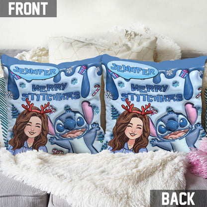 Ohana Merry Stitchmas - Personalized Ohana Throw Pillow